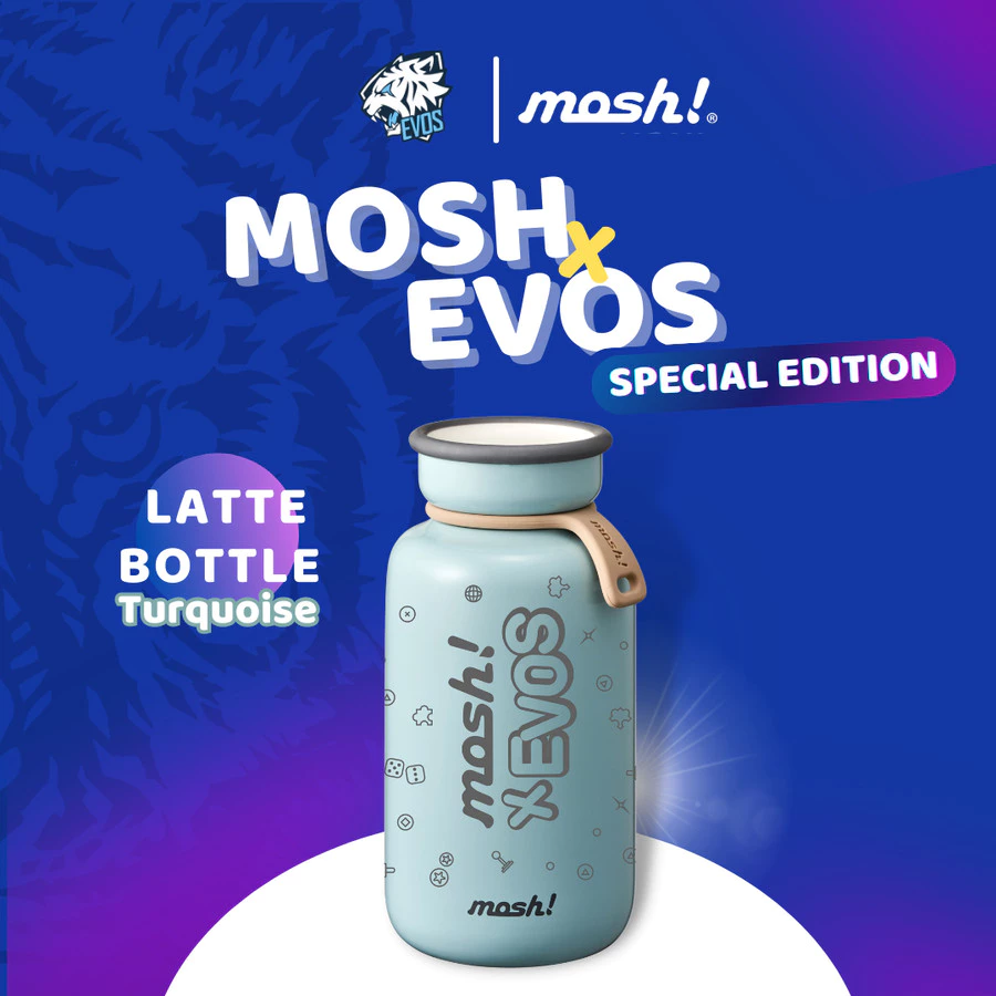 Mosh x EVOS Latte Bottle Tumbler Botol Minum 450ml Blue