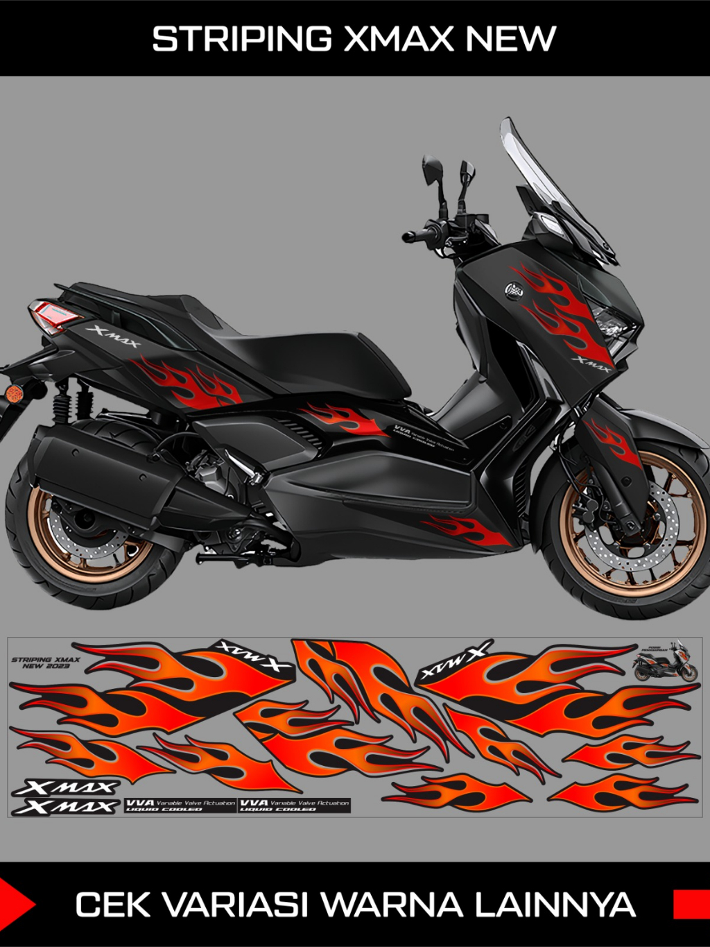 Jual STRIPING STRIKER API XMAX BARU / STICKER LIS VARIASI MOTOR XMAX ...