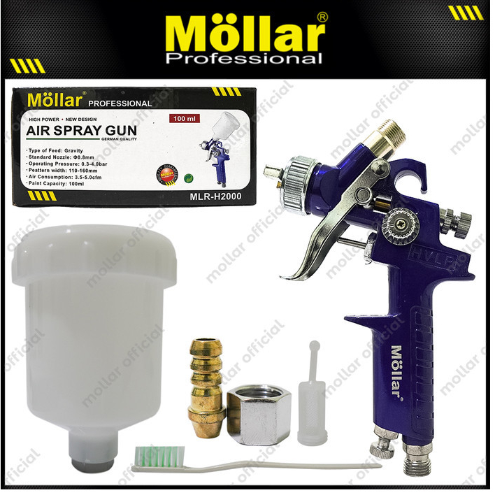 Jual spray gun HVLP H-2000 MOLLAR mini hvlp H2000 nozzle nozel 0.8mm ...