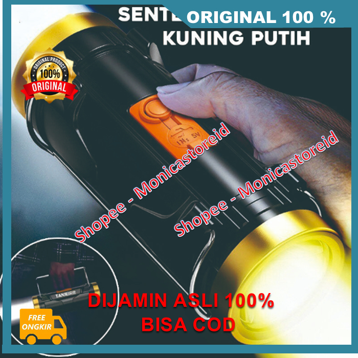 Jual Senter 2 Arah Sorot Kuning Putih Super Terang 100% ORIGINAL ...