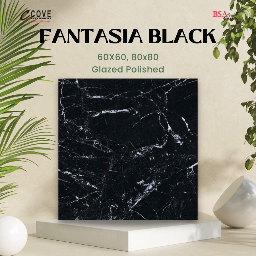 Jual COVE GRANITE TILE FANTASIA BLACK 60X60 GRANIT LANTAI DINDING 80X80 Shopee Indonesia