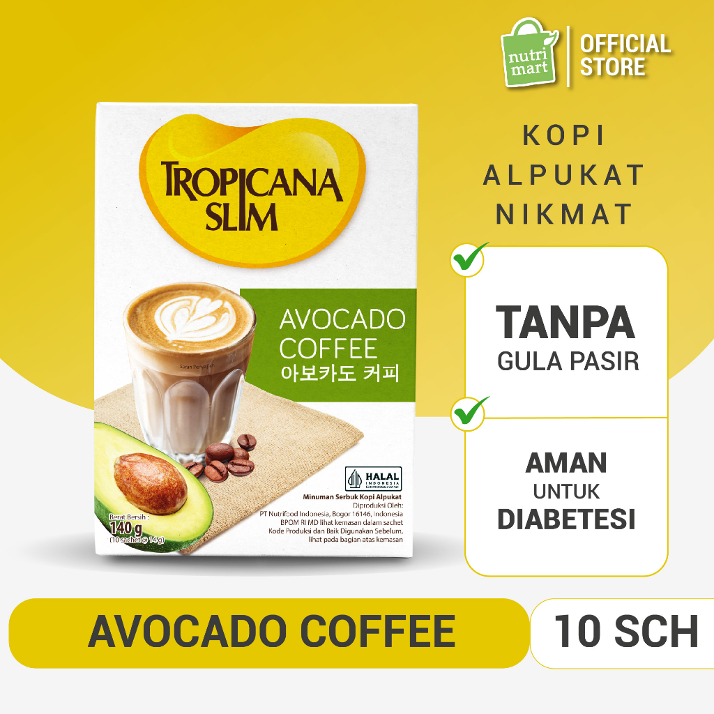 Jual Tropicana Slim Avocado Coffee 10 Sachet Kopi Susu Nikmat Tanpa
