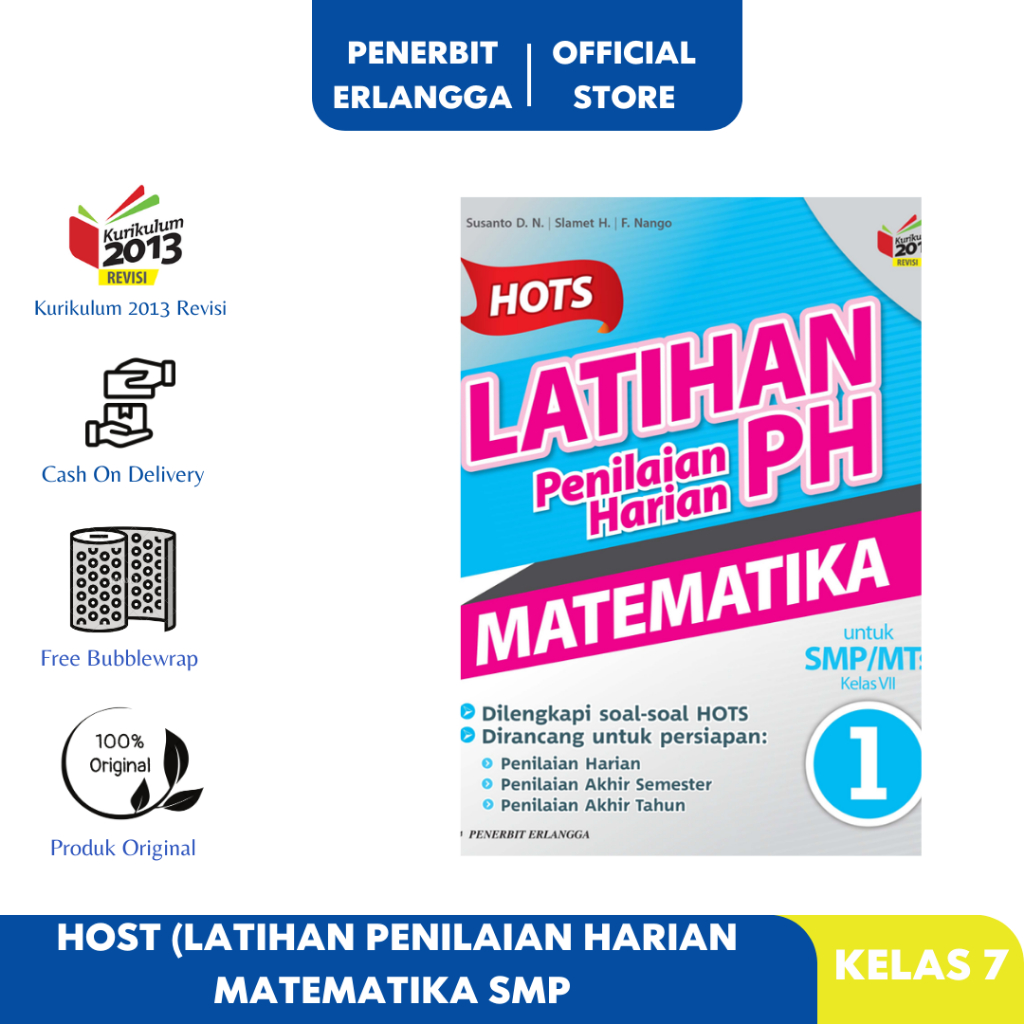 Jual HOTS: LATIHAN PENILAIAN HARIAN MATEMATIKA SMP/MTS KELAS 7 ...