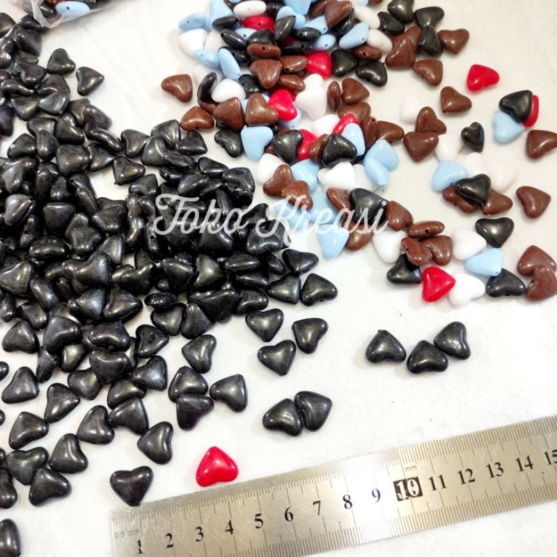 Jual (Per Pack) Mote / Manik ac susu bentuk love / hati 15mm | Shopee ...