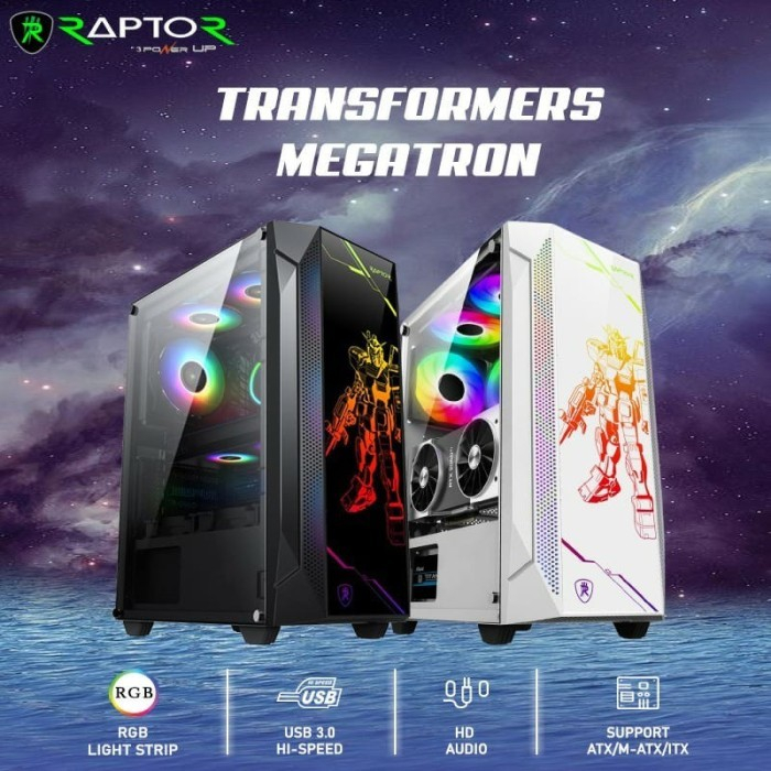 Jual Casing PC Power Up Raptor Megatron Transformers 3 Fan Case ARGB ...