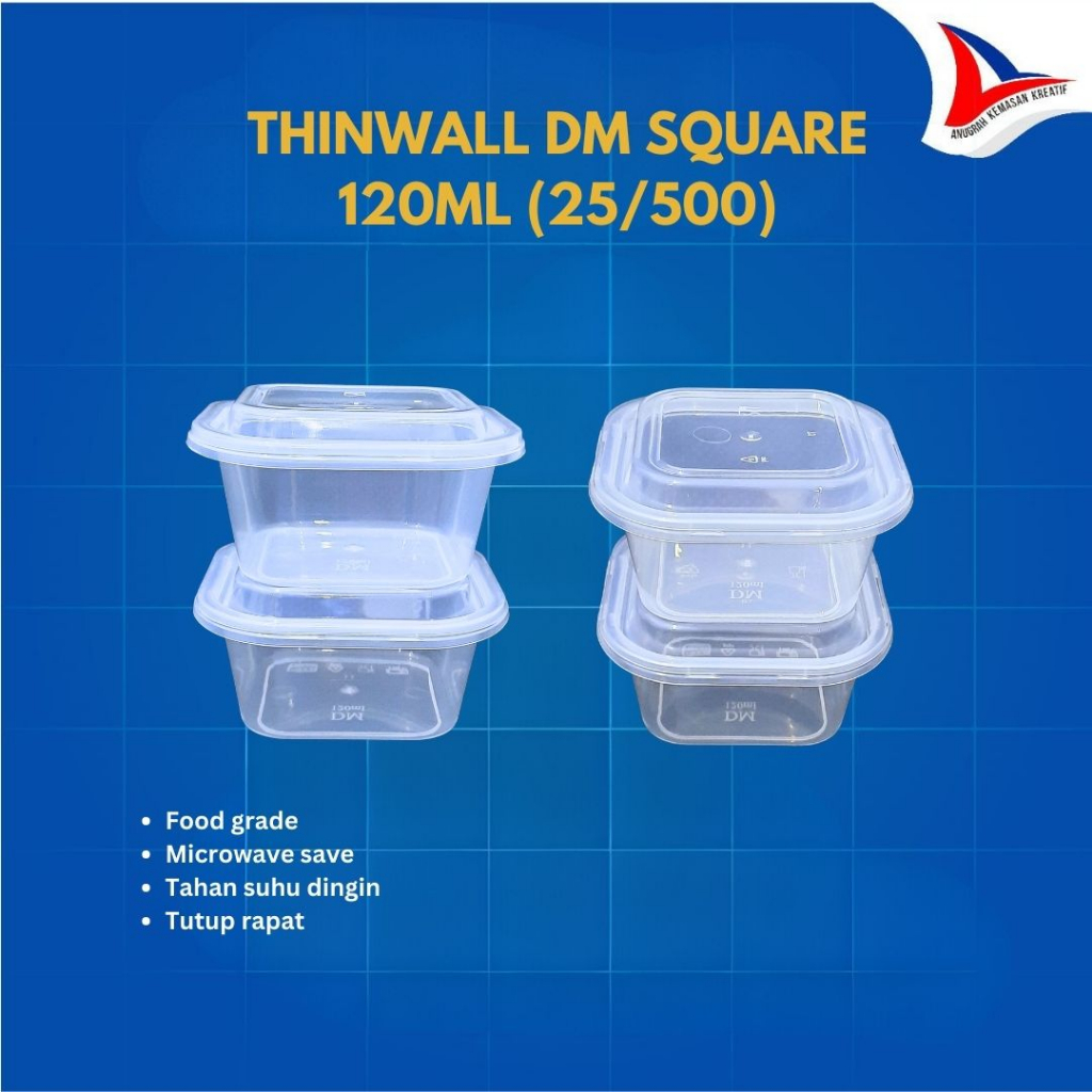 Jual Thinwall Dm Square 120 Ml / Kotak Plastik Isi 25 Pcs | Shopee ...
