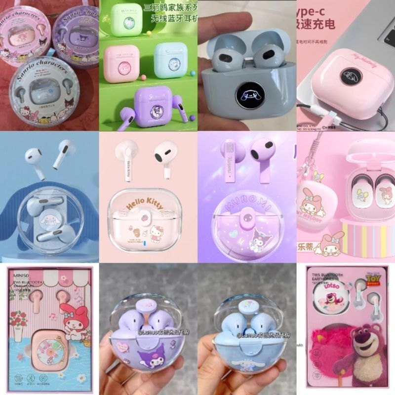 Jual TWS Bluetooth Wireless Earphone ORI Sanrio Miniso Karakter Melody  Kuromi Cinnamoroll Pochacco Lotso Hello Kitty