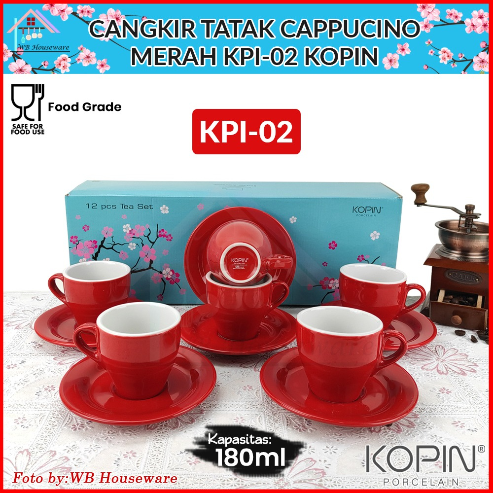 Jual Kopin 6 Pasang Cangkir Set Hitam 180ml Kpi 02 Coffee Latte Cappucino Porcelain Cup And 1037