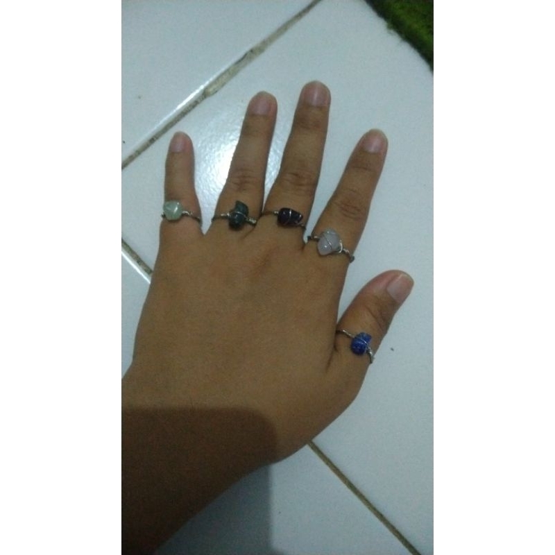 Jual Little pearl cincin lilit batu alam wire ring asesoris perhiasan ...
