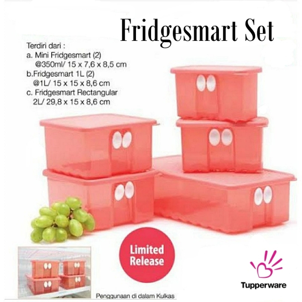 Jual TUPPERWARE FRIDGESMART SET 5pc Wadah Tupperware | Shopee Indonesia