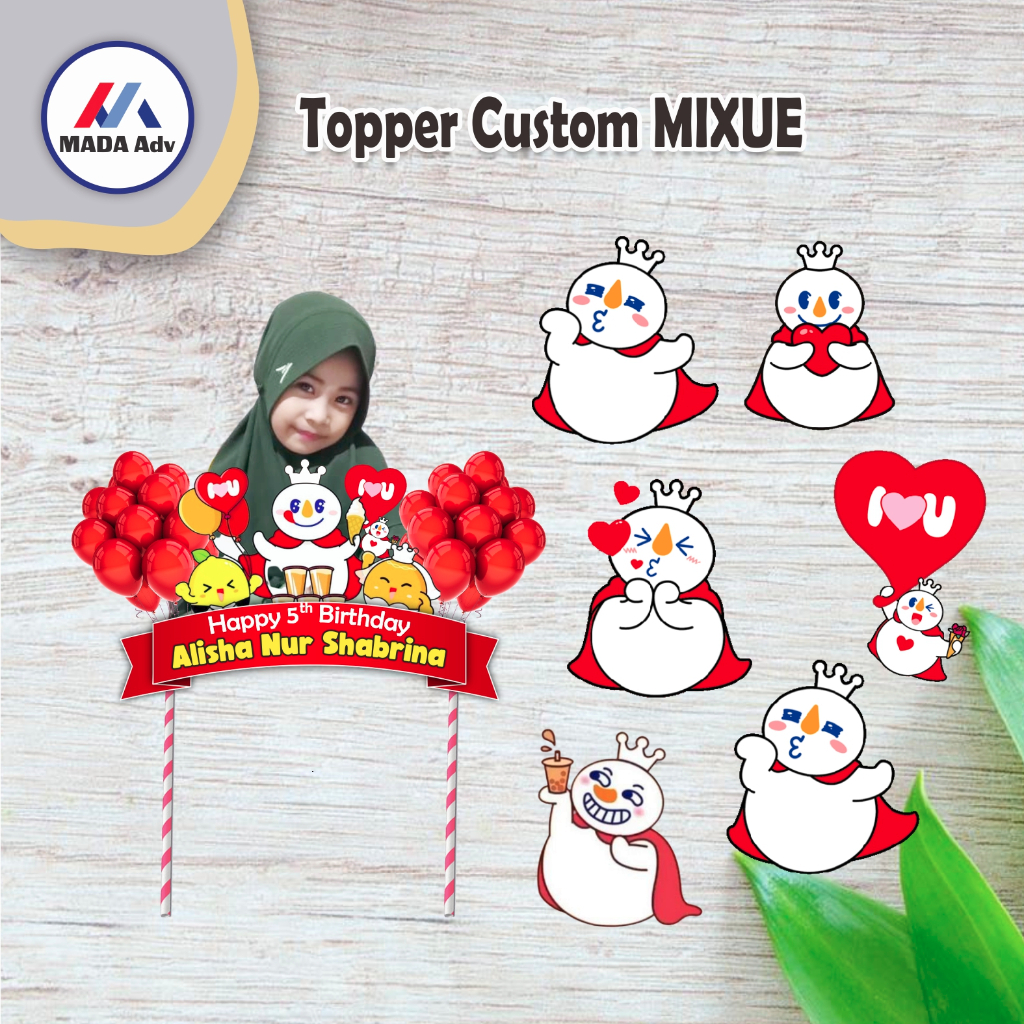 Jual Topper Cake Kue Mixue/ Topper Cake Kue Murah/ Topper Cake Kue Nama ...