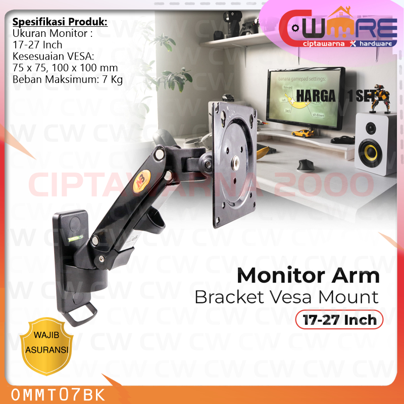 Jual Universal Monitor Arm Wall Mount Bracket Vesa Mount 17-27 Inch NB ...