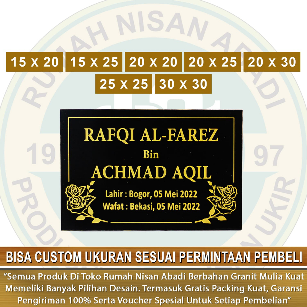 Jual Batu Nisan Makam Granit Prasasti Tulisan Papan Nama Ukiran Maesan