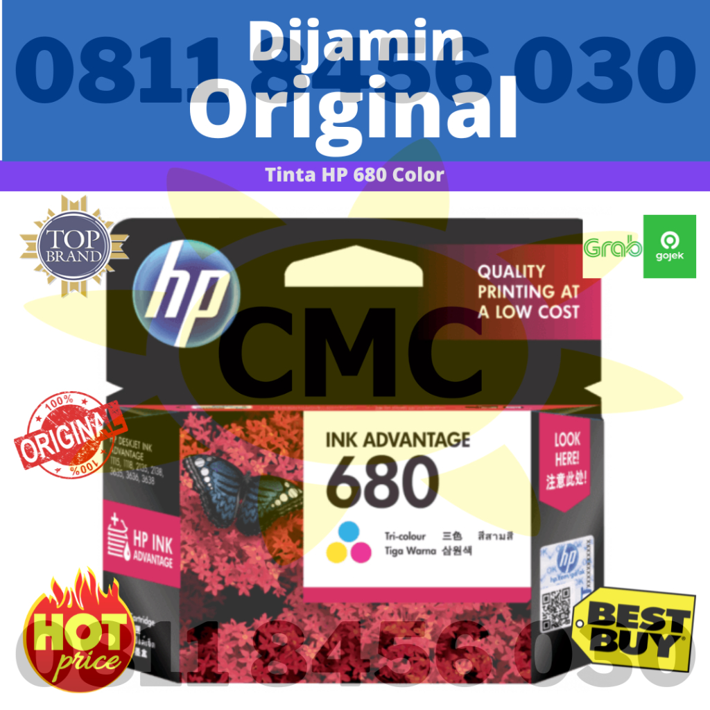 Jual TINTA HP PRINTER 680 COLOUR Original | Shopee Indonesia