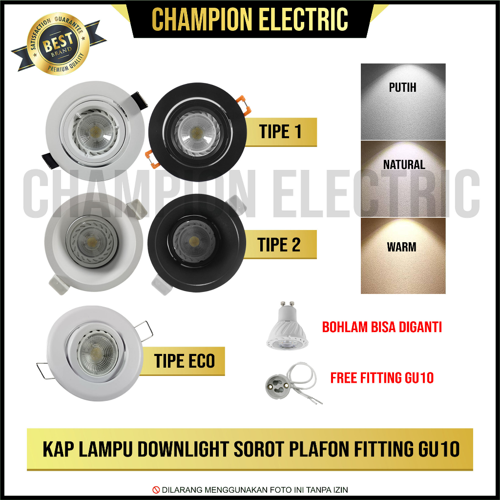 Jual Kap Lampu Downlight GU10 Sorot Halogen Spotlight Plafon Spot GU 10