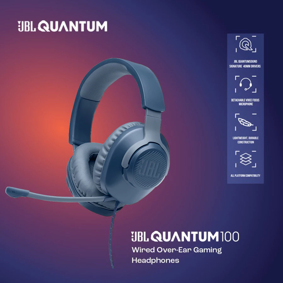 JBL Quantum 100 - Wired Over-Ear Gaming Headphones