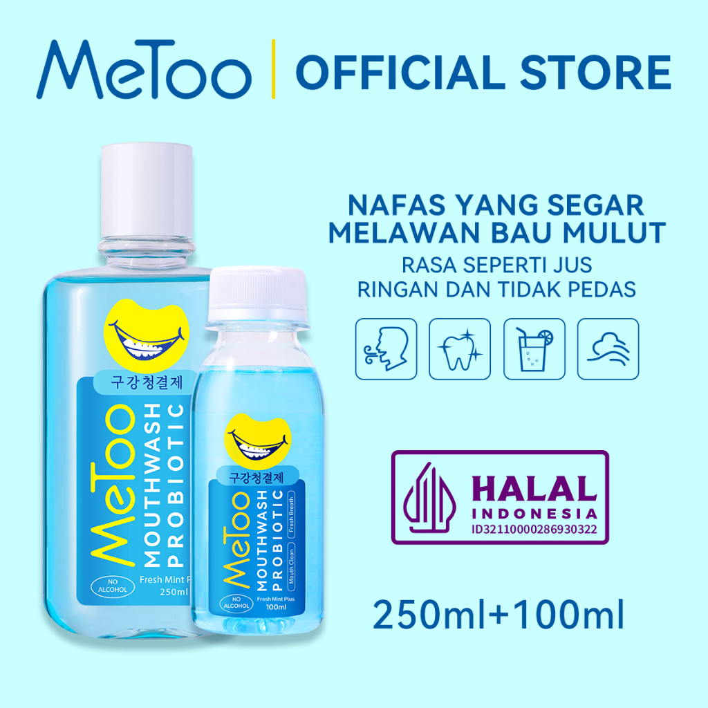 Jual MeToo Mouthwash Fresh Mint 250ml+100ml/ nafas segar