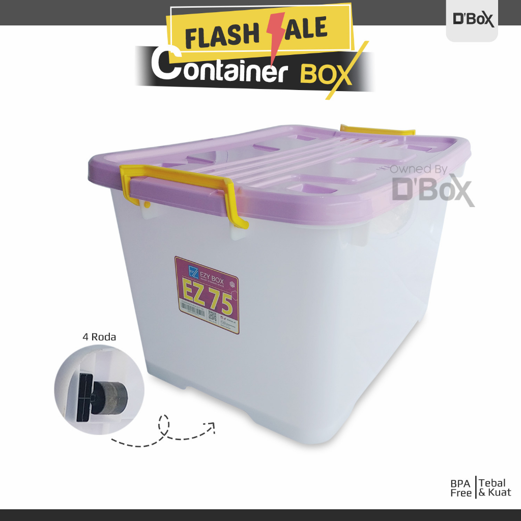 Jual Free Ongkir Box Kontainer Besar Jumbo Plastik Cb 75 Liter Dengan Roda Container Serbaguna 4617