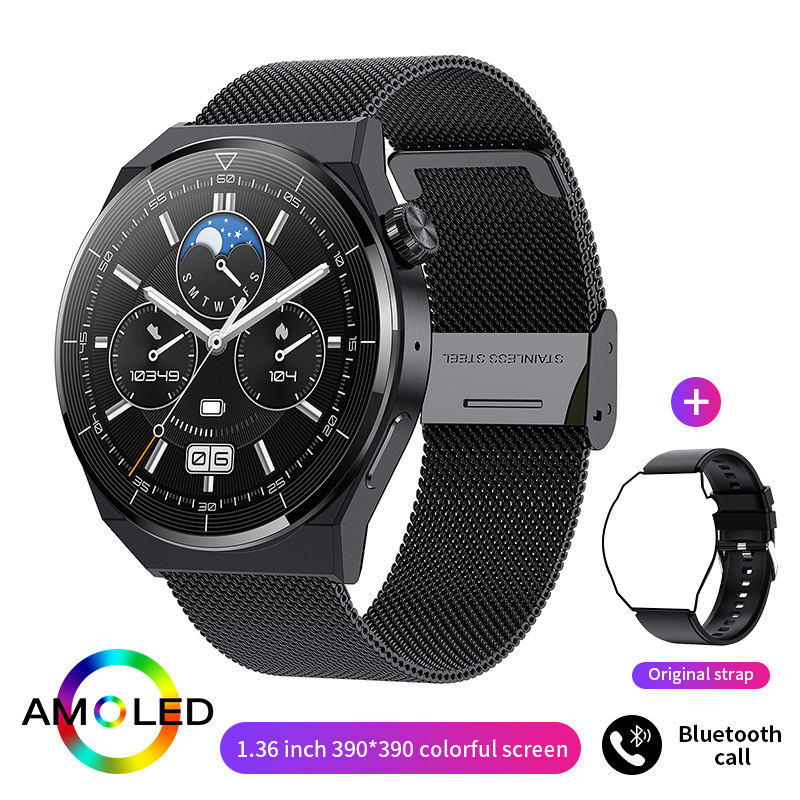 HK46 Smart Watch Bluetooth Call AI Voice Assistant NFC Music Control  Wireless Charging Heart Rate Monitoring Sport Smartwatch