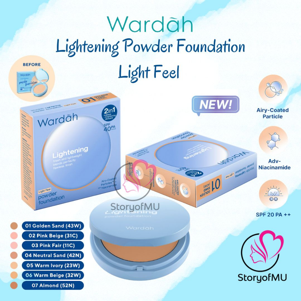 Jual WARDAH Lightening Powder Foundation Light Feel 12gr Full / Refill ...