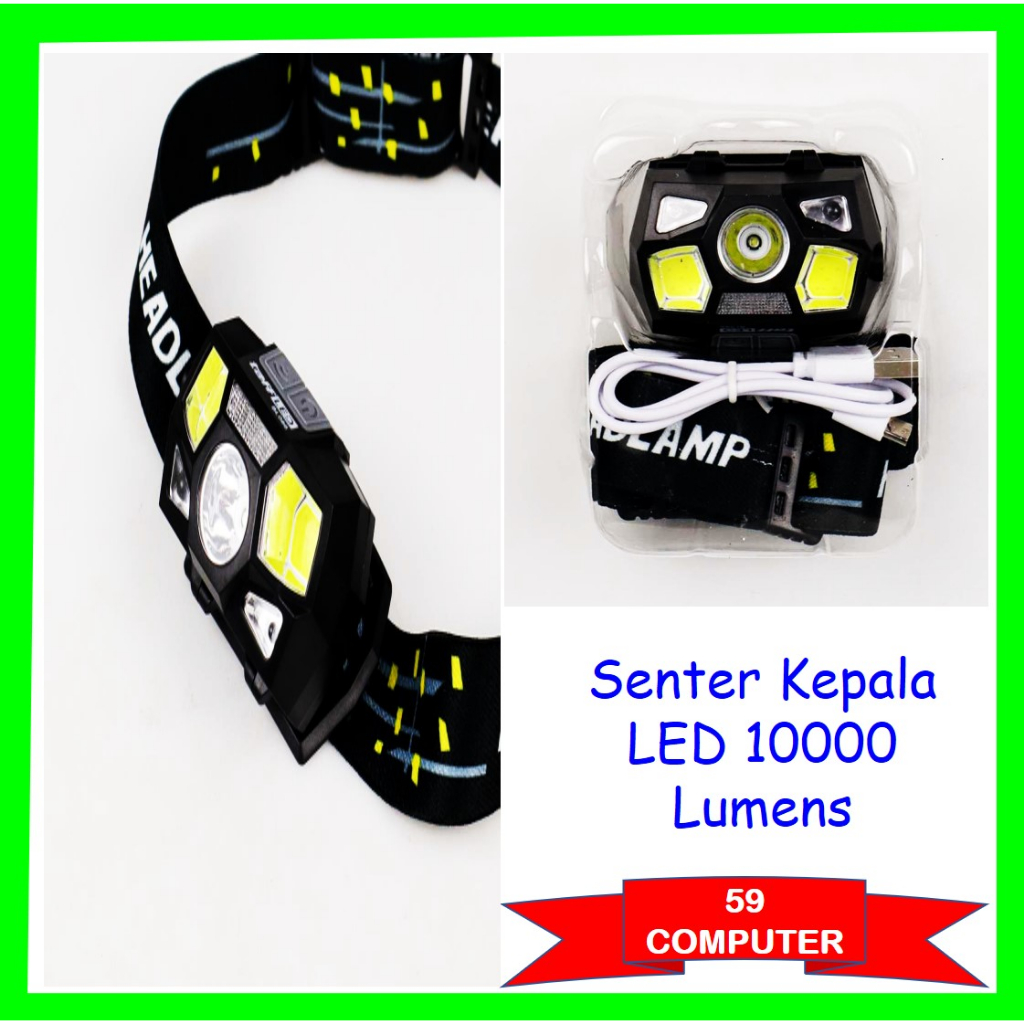 Jual Senter LED Kepala Headlamp Rechargeable USB Motion Sensor XPE