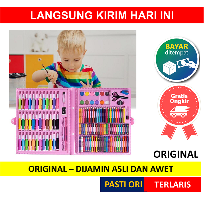 Jual 150 Pcs Crayon Alat Lukis Anak Pensil Warna Cat Air Perlengkapan ...