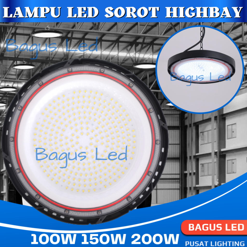 Jual Lampu LED Highbay UFO Sorot Plafon Lampu Gantung Industri 100W ...