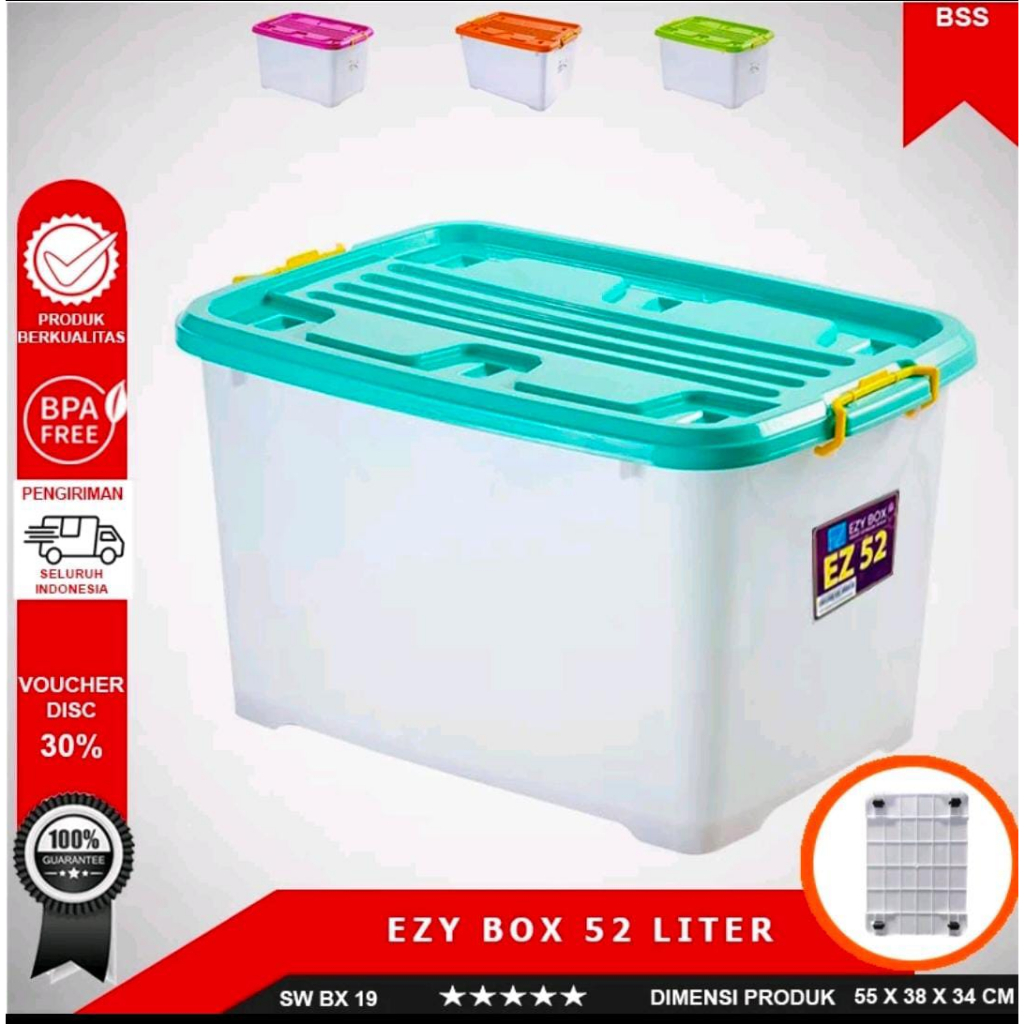 Jual Ezy Box Container Box Plastik 52 Liter Kotak Penyimpanan Shopee Indonesia 2776