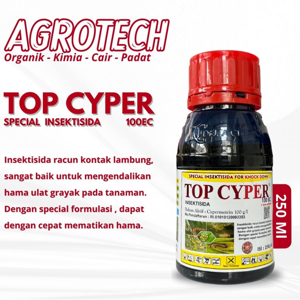 Jual Insektisida TOP CYPER 100 EC 250 ML Pengendali Hama Ulat Original ...