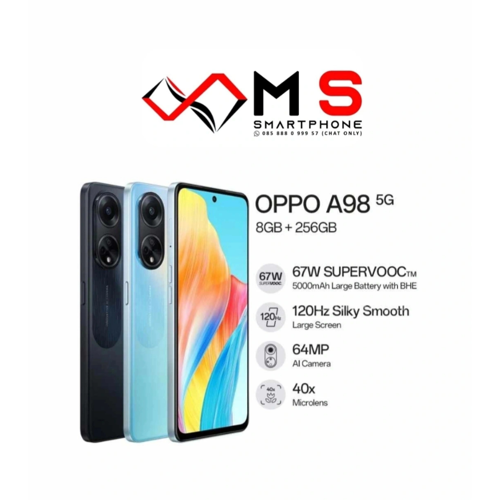 Jual OPPO A98 5G RAM 8GB ROM 256GB Garansi Resmi 1 Tahun | Shopee Indonesia