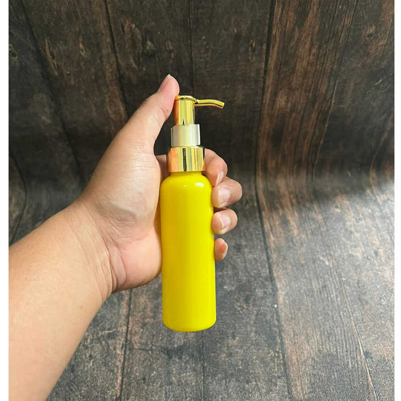 Jual Botol Kuning 100ml / 100ml Yellow tutup PUMP CLIP OIL GOLD ...