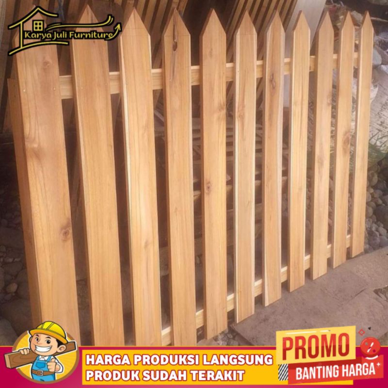 Jual Pagar Kayu Jati Belanda Dekorasi Taman Minimalis 100x100 Cm
