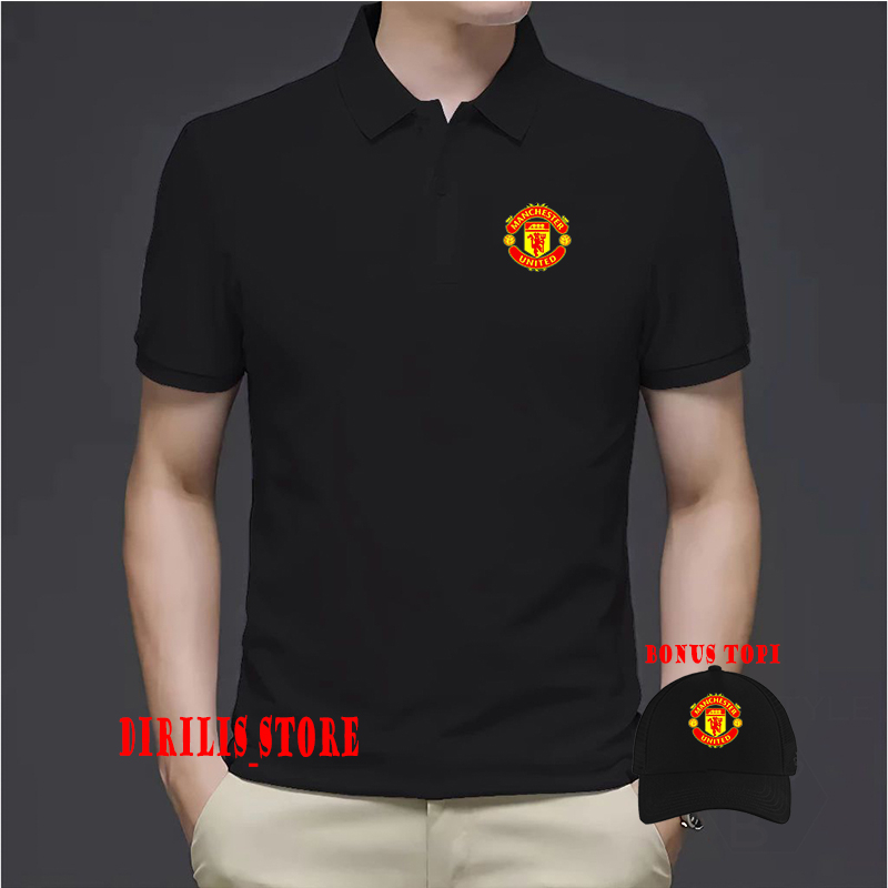 Jual BONUS TOPI !!! Kaos Polo Kerah Pria & Wanita Logo Manchester ...