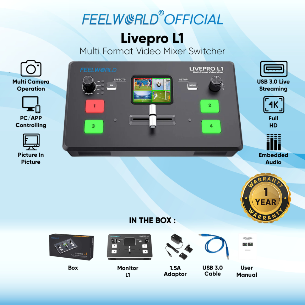 Jual Feelworld Livepro L1 Multi Format Video Mixer Switcher 4 X Hdmi