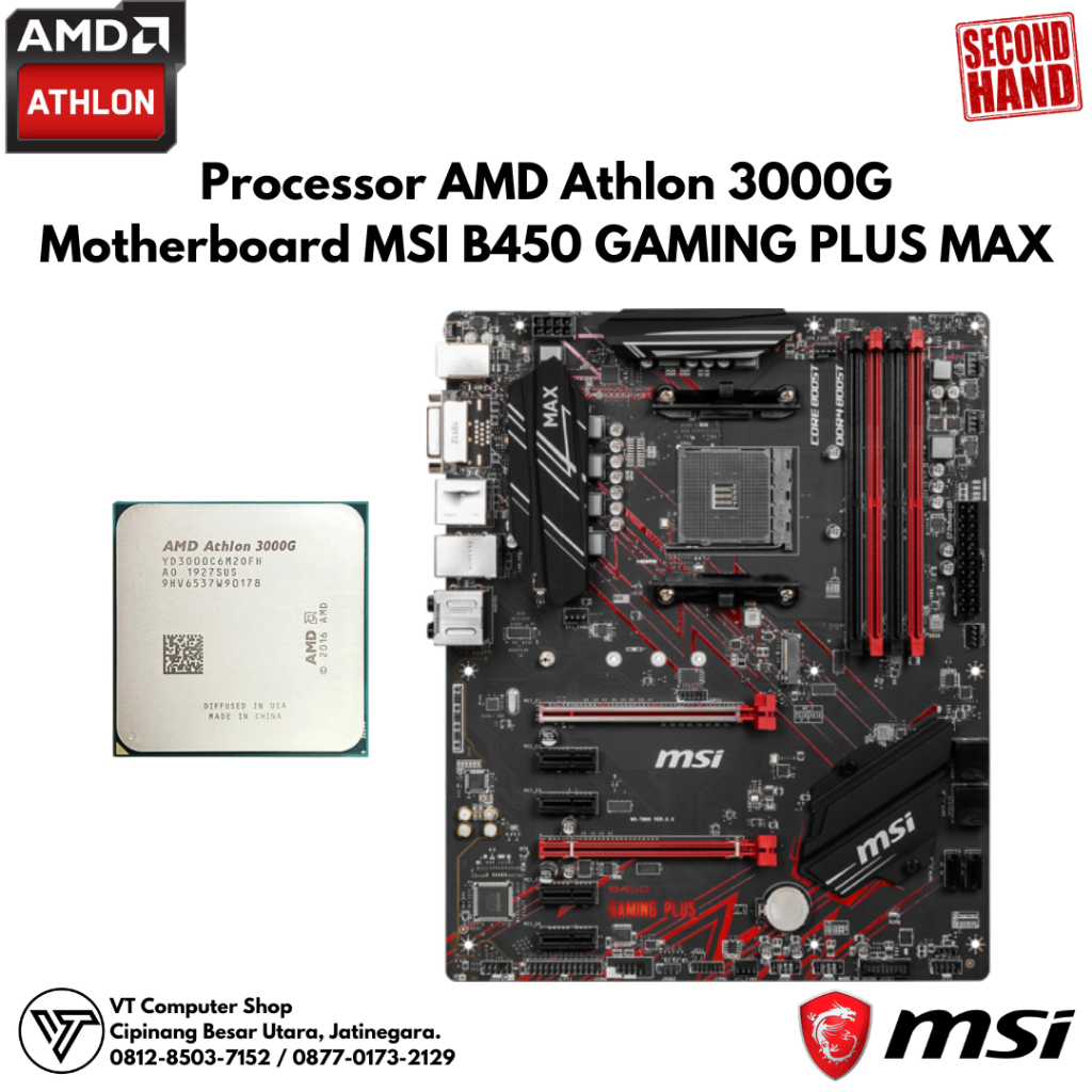 Paketan Processor AMD Athlon 3000G + Motherboard MSI B450 GAMING PLUS MAX