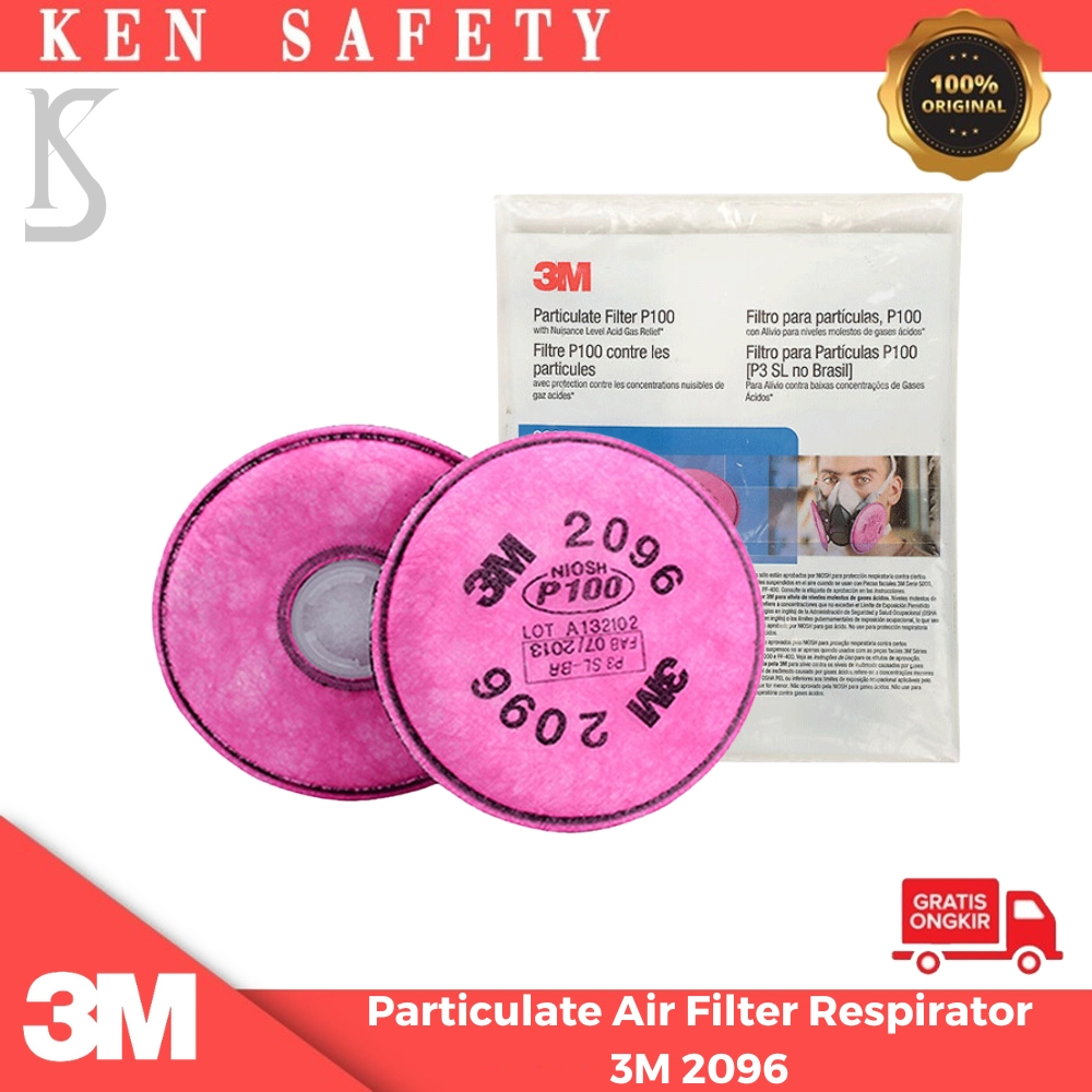 thumbnail image 2 of 3M 2096 P100 Respirator Filters – Acid Gas Relief, Particulate – 1 Pair (2 Filters), 54295 2 of 5
