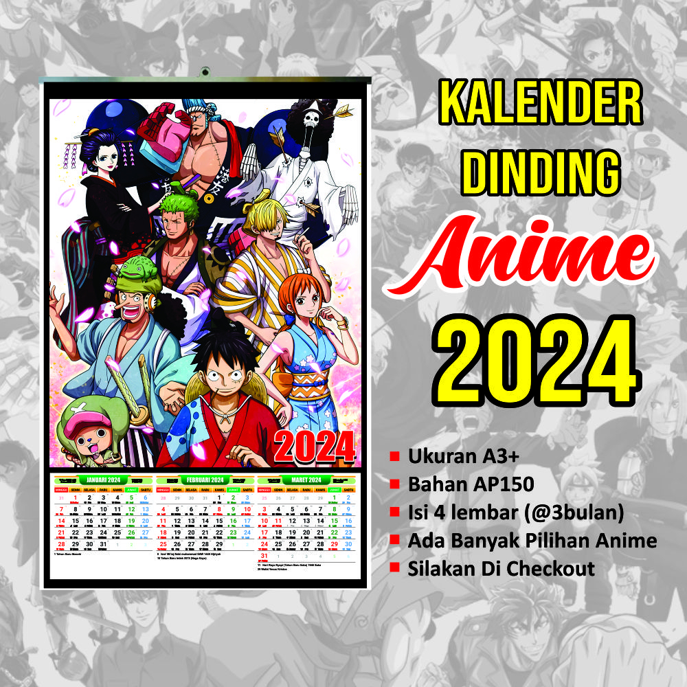 Jual Kalender Dinding Wall Calender Anime 2024 Isi 4 Lembar AP150