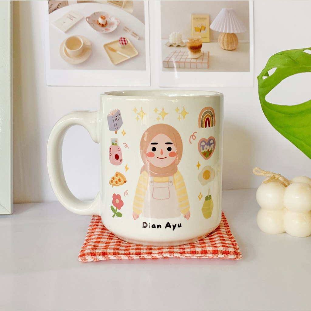 Jual MUG GELAS CUSTOM NAMA/ KADO WISUDA / MUG KARAKTER / KADO WISUDA