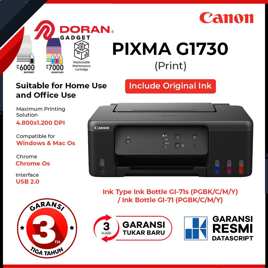 Jual Printer Canon Pixma Ink G1730 Canon Printer Pixma G1730 Colour Print Shopee Indonesia 3260