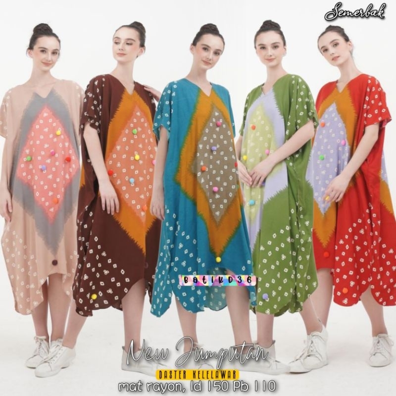 Jual (Semerbak) Daster jumbo murah motif jumputan batik pastel soft