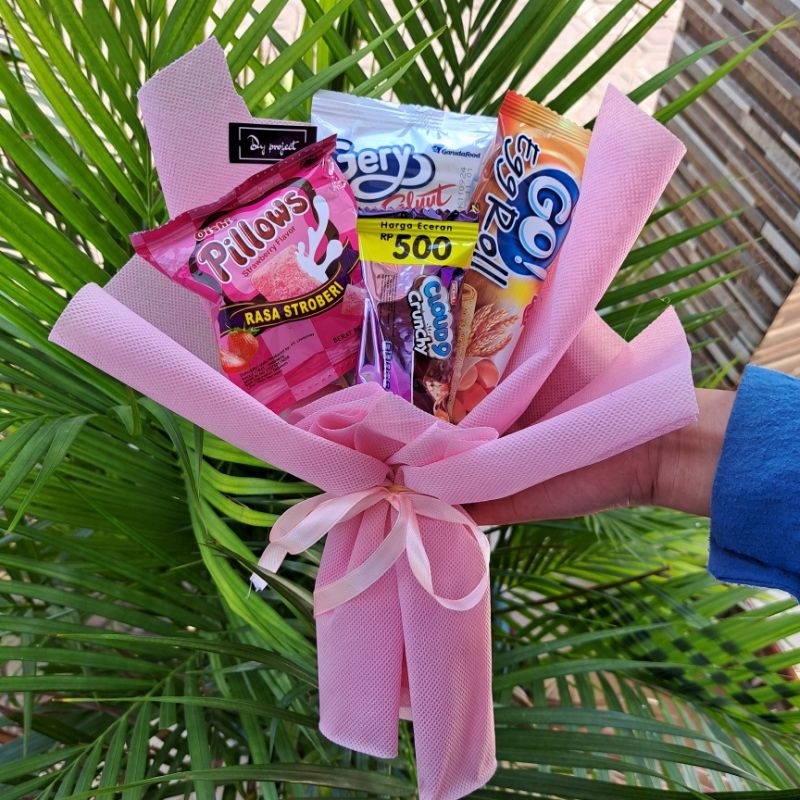 Jual Souvenir - Parcel Buket Snack Mini Murah Meriah - 6 Snack + Susu -  Kota Bekasi - Dzy Art