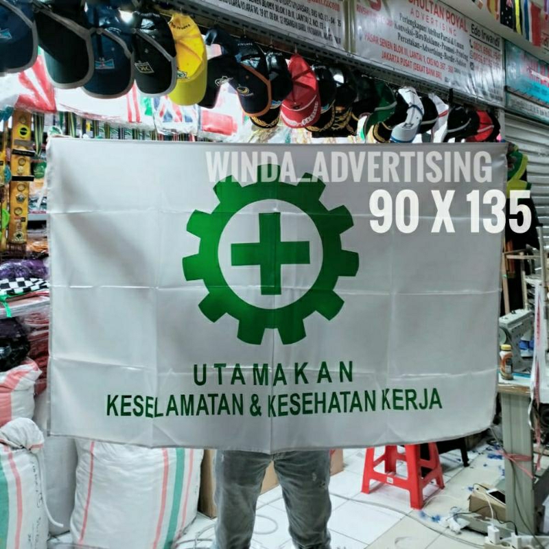 Jual Bendera K3 Bendera Keselamatan Dan Kesehatan Kerja 90 X 135 Cm