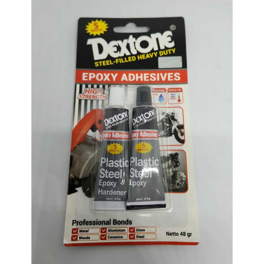 Jual Dextone Lem Besi Campur Epoxy Steel Menit Kering Hitam Putih