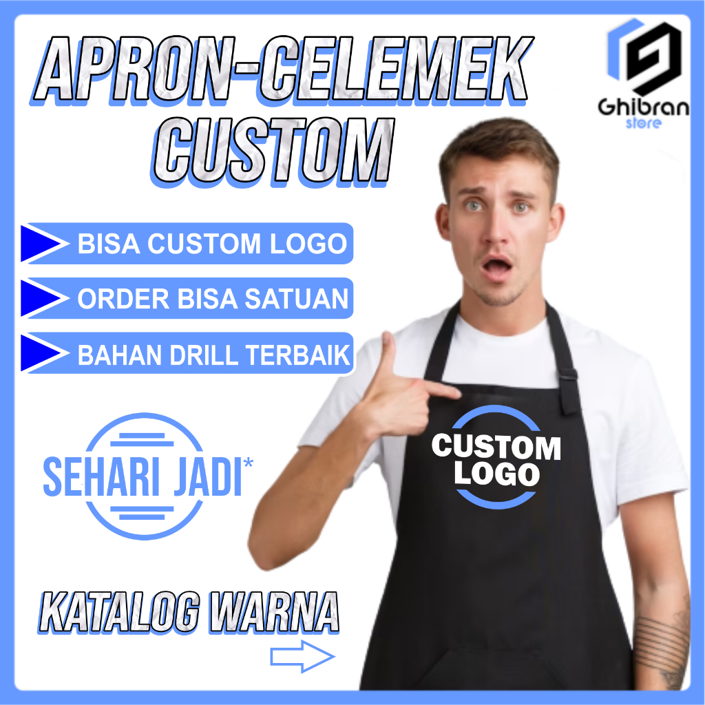 Jual Apron Custom Celemek Masak Custom Gratis Sablon Logo Satuan Ll Apron Barista Ll Celemek