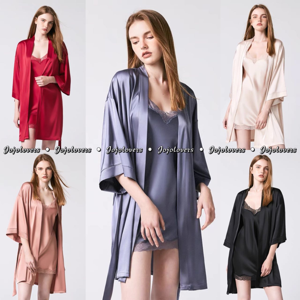 Jual Jojolovers 240 Sexy Lingerie Kimono 2in1 Dress Sleepwear Satin Shopee Indonesia 8942