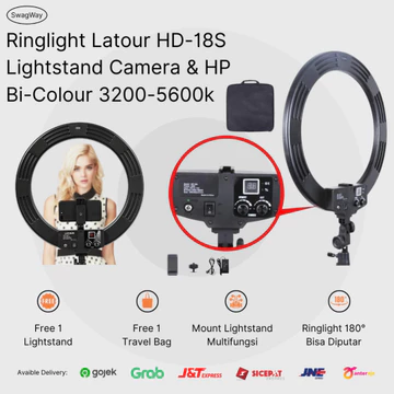 Latour B Ring Light LED HD 18S Bi Color 18S GRATIS TRIPOD Ringlight Bicolour Bi Colour Color
