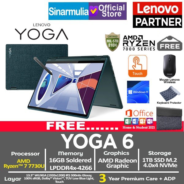 Jual Lenovo Yoga 6 Ryzen 7 7730U 16GB 512GB SSD Win11+OHS | Shopee
