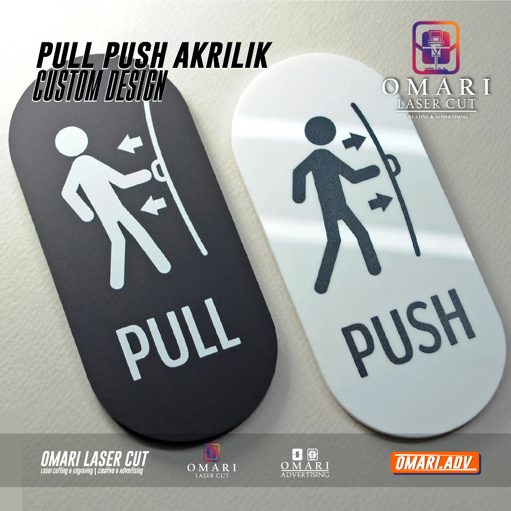 Jual Pintu Kaca Push Pull Persegi Akrilik Cafe Sign Tanda Rambu Logo Cutting Stiker Kafe Resto 1563