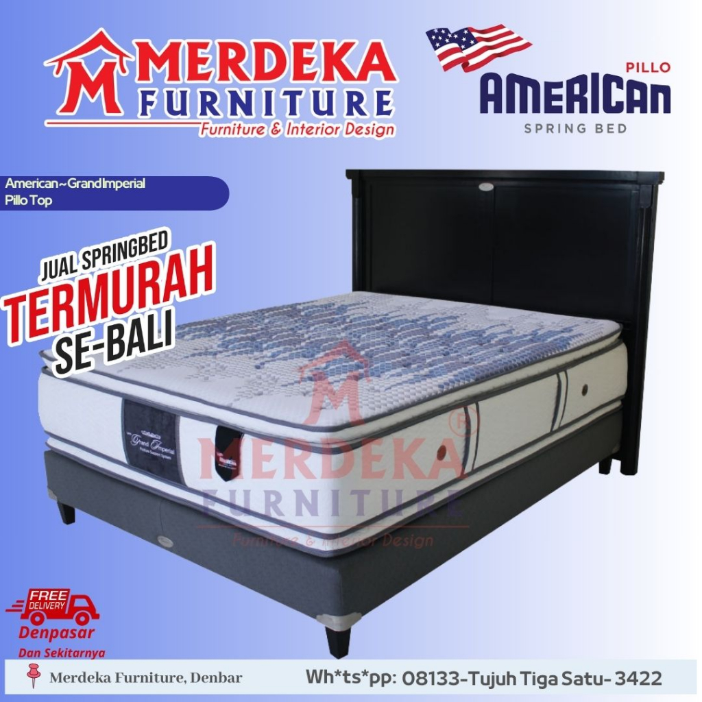 Jual Kasur American Grand Imperial Pillo Top Spring Bed 160x200