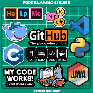 Jual Sticker 50 Pcs Programmer Pack Anti Air Stiker Computer Coding IT ...